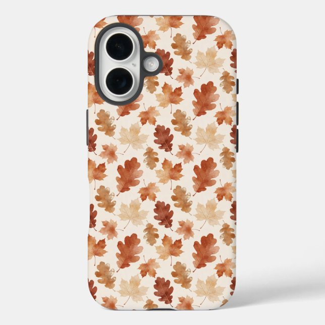 Gemütliches Herbstblattmuster iPhone 16 Hülle (Rückseite)