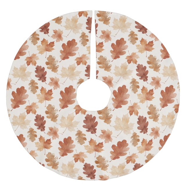 Gemütliches Herbstblattmuster Polyester Weihnachtsbaumdecke (Vorderseite)