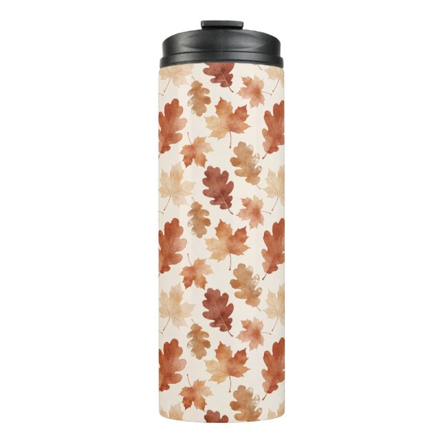 Gemütliches Herbstblattmuster Thermosbecher (Vorderseite)