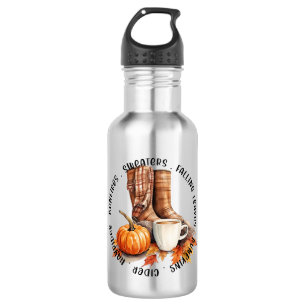 Gemütliches Herbstfeuer - Stiefel, Kürbisgewürz, F Edelstahlflasche