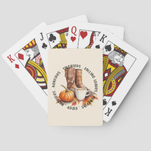 Gemütliches Herbstfeuer - Stiefel, Kürbisgewürz, F Spielkarten