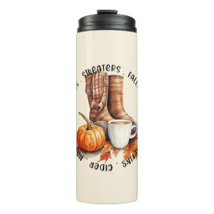 Gemütliches Herbstfeuer - Stiefel, Kürbisgewürz, F Thermosbecher