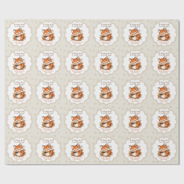 Gemütliches Herbstfox Babydusche Gemütliches Woodl Geschenkpapier (Flach)