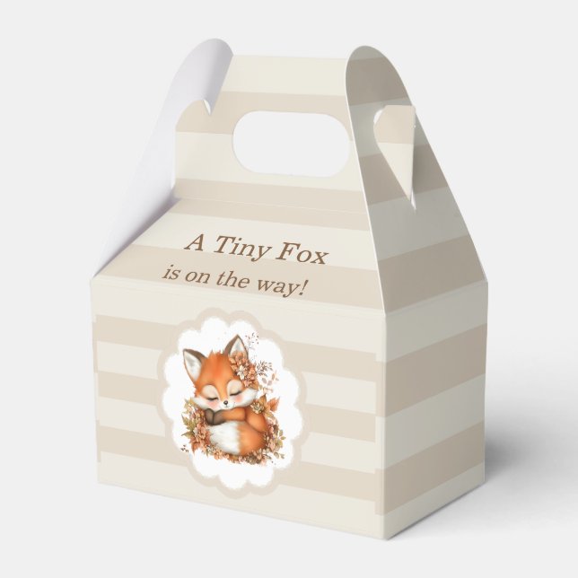 Gemütliches Herbstfox Babydusche Gemütliches Woodl Geschenkschachtel (Vorderseite)