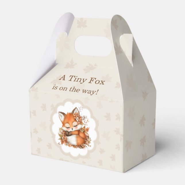 Gemütliches Herbstfox Babydusche Gemütliches Woodl Geschenkschachtel (Vorderseite)
