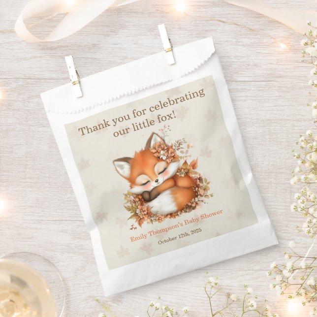 Gemütliches Herbstfox Babydusche Gemütliches Woodl Geschenktütchen (Ausgeschnitten)