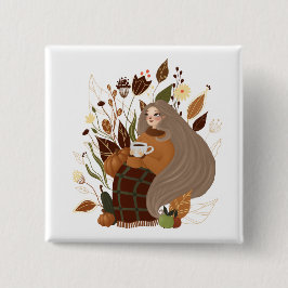 Gemütliches Herbstmädchen Button