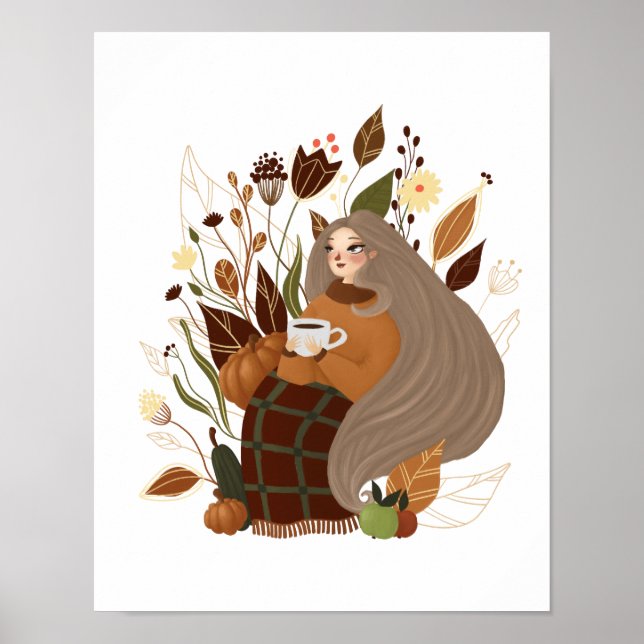 Gemütliches Herbstmädchen Poster (Vorne)