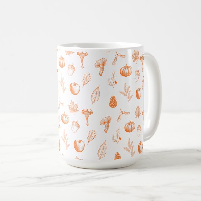 Gemütliches Herbstmuster Kaffeetasse (VorderseiteRechts)