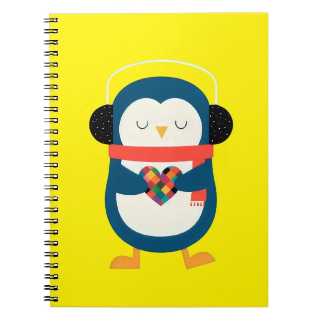 Gemütliches Herzpinguin Notizblock (Vorderseite)