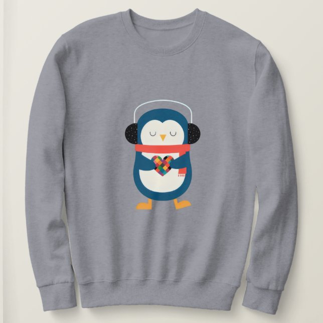 Gemütliches Herzpinguin Sweatshirt (Design vorne)