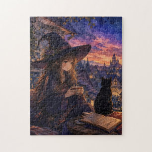 Gemütliches Hexen-Sonnenuntergangs-Puzzle