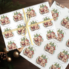 Gemütliches Hochland Kuh Farm Tier Frohe Weihnacht Geschenkpapier Set