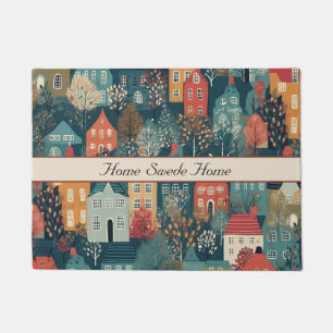 Gemütliches Hygge-Dorf Nordic Folk Art, individuel Fußmatte