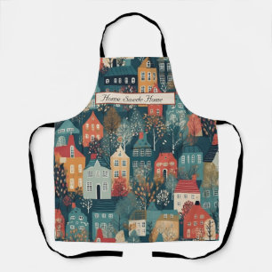 Gemütliches Hygge-Dorf Nordic Folk Art, individuel Schürze
