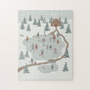 Gemütliches Ice Skaten Rink Winter Illustration
