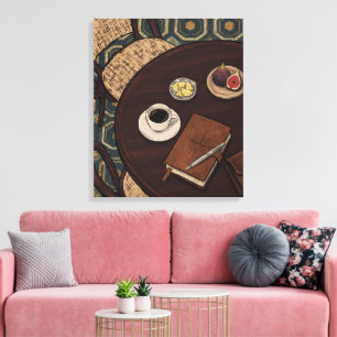Gemütliches Kaffee & Bücher Bohemianische Kunst Leinwanddruck