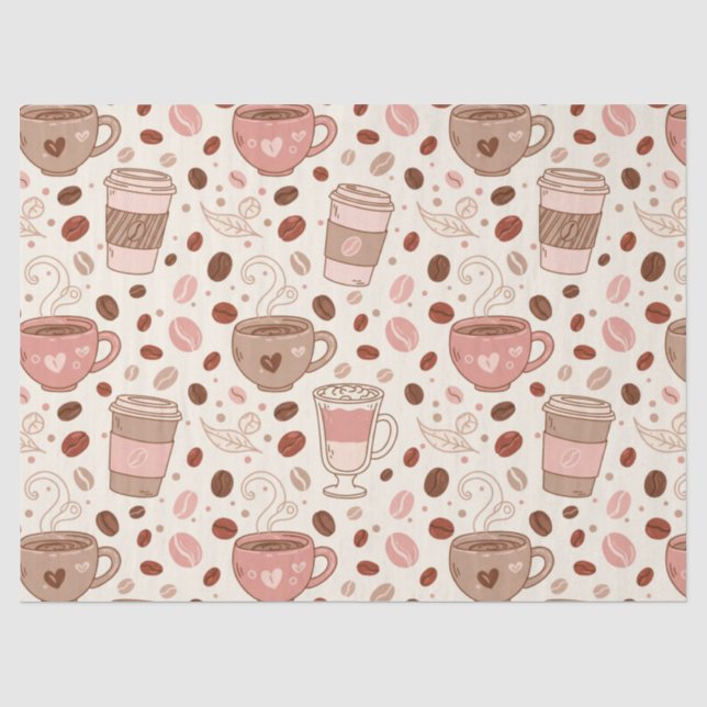 Gemütliches Kaffeetassen-Muster (3) Seidenpapier (Vorderseite)