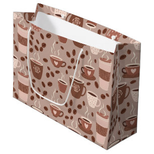 Gemütliches Kaffeetassen-Muster (4) Große Geschenktüte