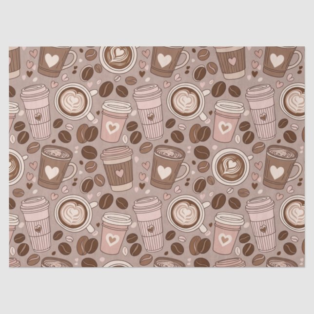 Gemütliches Kaffeetassen-Muster (6) Seidenpapier (Vorderseite)