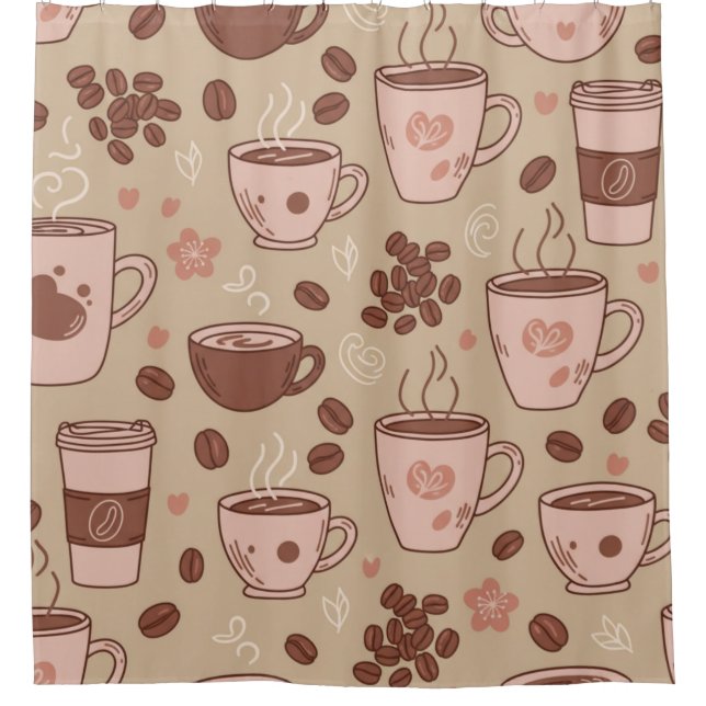 Gemütliches Kaffeetassen-Muster (7) Duschvorhang (Vorderseite)