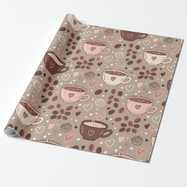 Gemütliches Kaffeetassen-Muster (8) Geschenkpapier (Ungerollt)