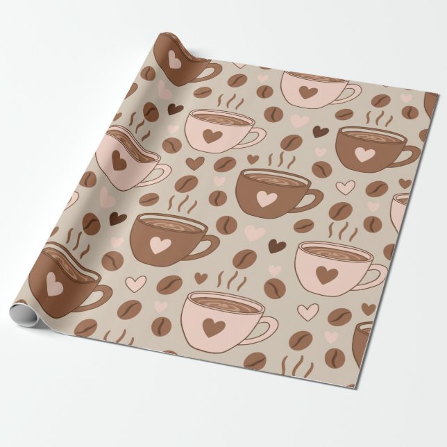 Gemütliches Kaffeetassenmuster (11) Geschenkpapier (Ungerollt)