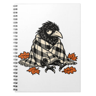 Gemütliches Karo-Krähen-Herbst-Notizbuch Notizblock