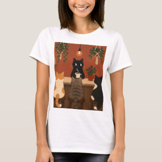 Gemütliches Katzen-Café Barista Kitten Kaffeehaus T-Shirt