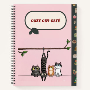 Gemütliches Katzen Café Süße Cartoon-Katzen auf As Notizbuch