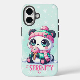 Gemütliches Kawaii Panda mit Eiscreme Kone Winter iPhone 16 Hülle