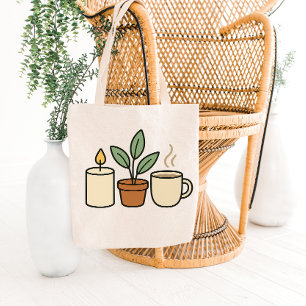 Gemütliches Kerzen-, Pflanzen- und Mugs-Tragetasch Tasche