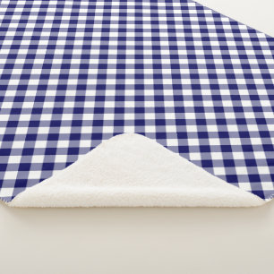 Gemütliches Klassik Navy und White Gingham Kariert Sherpadecke