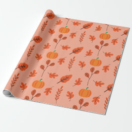 Gemütliches Kürbisblatt für den Herbst - Nahtloses Geschenkpapier