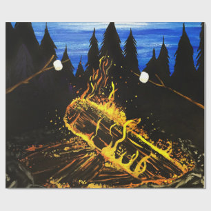 Gemütliches Lagerfeuer Sonnenuntergang Wald Outdoo Geschenkpapier