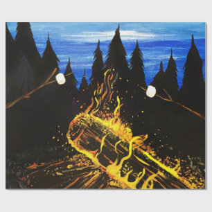 Gemütliches Lagerfeuer Sonnenuntergang Wald Outdoo Geschenkpapier