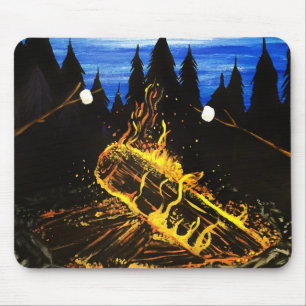 Gemütliches Lagerfeuer Sonnenuntergang Wald Outdoo Mousepad