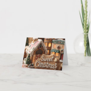 Gemütliches Lebkuchenhäuschen und "Süßes Weihnacht Feiertagskarte