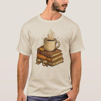 Gemütliches Lese-Ästhetik Bücher und Kaffee Liebha T-Shirt