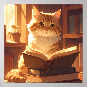 Gemütliches Lesekatzen-Poster Poster