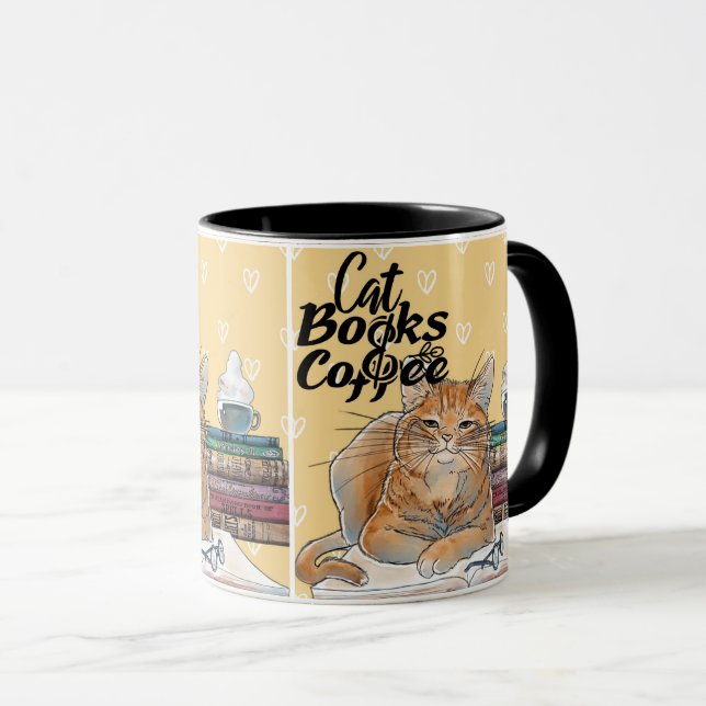 Gemütliches Lesen mit Niedlichen Katzen und Kaffee Tasse (VorderseiteRechts)