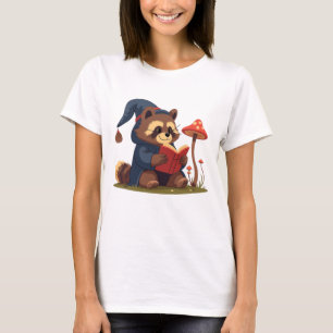 Gemütliches Lesewaschbär mit Pilzen T-Shirt