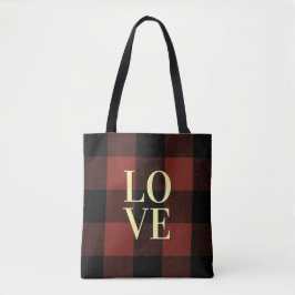 Gemütliches Liebe-Rot und Karierte Flanell-Design Tasche