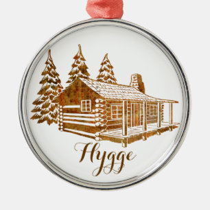 Gemütliches Log-Kabine - Hyge oder Ihr eigener Te Silbernes Ornament
