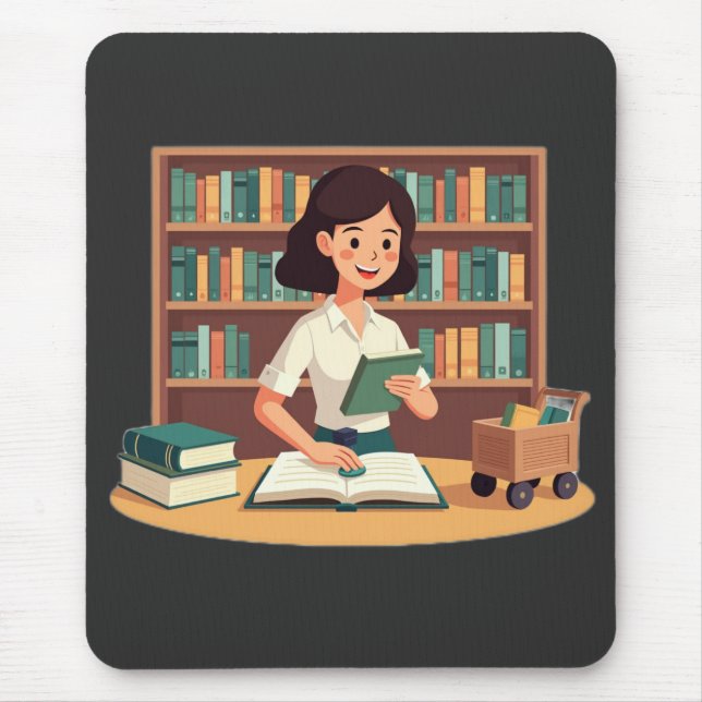 Gemütliches Mädchen liest Bücherregal Mousepad (Vorne)