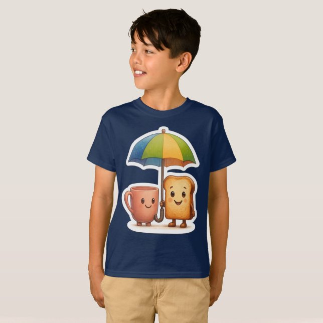 Gemütliches Morgen-Duo ☕🍞 T-Shirt (Vorne ganz)