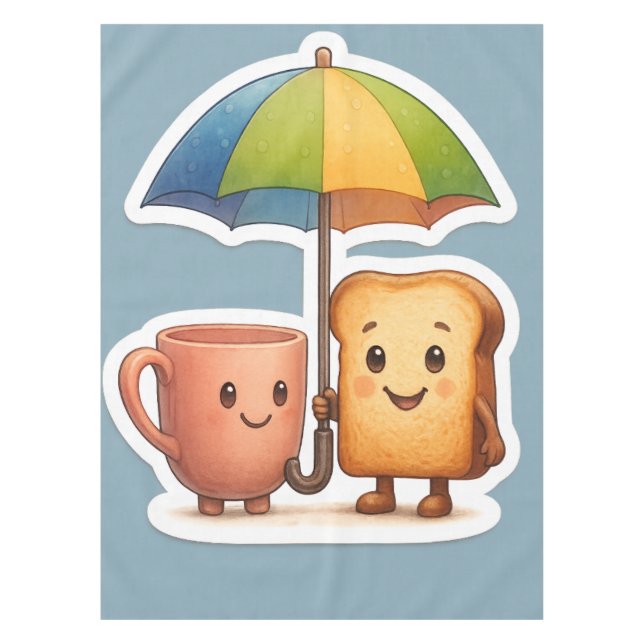 Gemütliches Morgen-Duo ☕🍞 Tischdecke (Vorderseite)