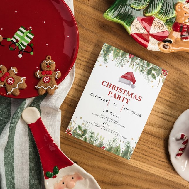 Gemütliches Nature Wreath Rotes Weihnachtsfest Par Einladung (Von Creator hochgeladen)