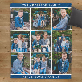Gemütliches Navy Personalisiertes Familienfoto Col Fleecedecke