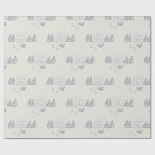 Gemütliches Neuengland-Weihnachtsheim (kleine Größ Geschenkpapier